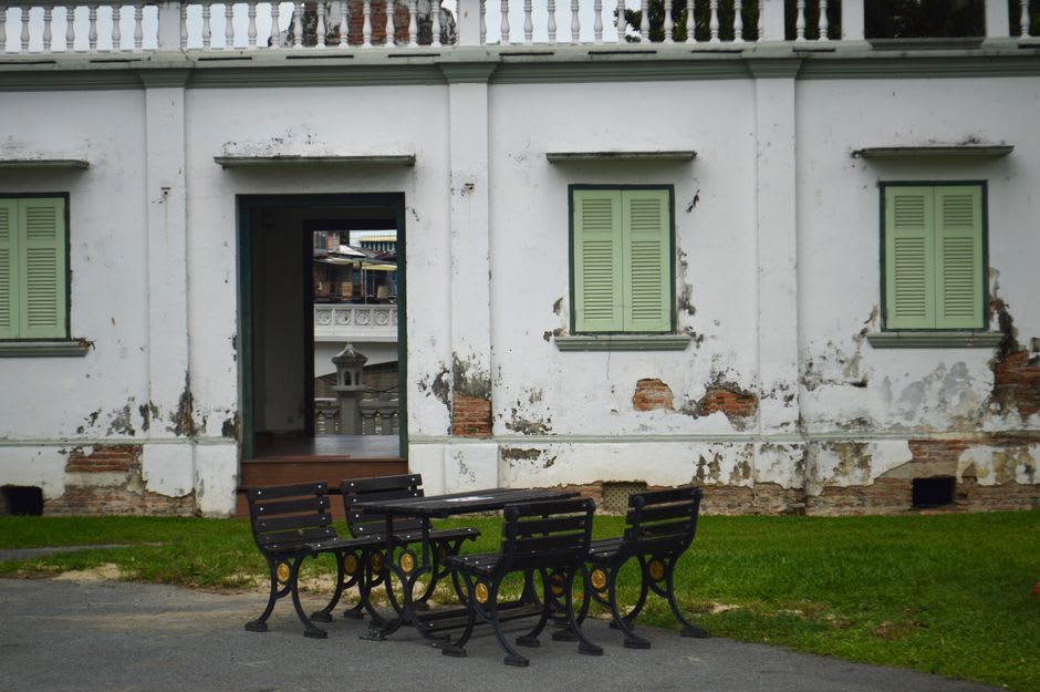 Colonial-era nutmeg mansion with weathered walls in Banda Neira