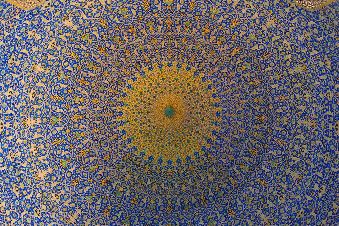 The brick interior of one of the Seljuk-era domes inside the Jameh Mosque, showing intricate structural brickwork