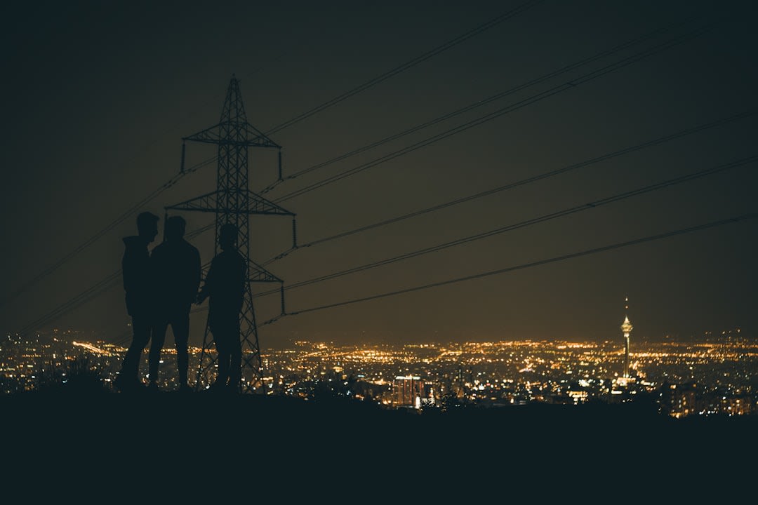 View over Tehran from Milad Tower observation deck at sunset