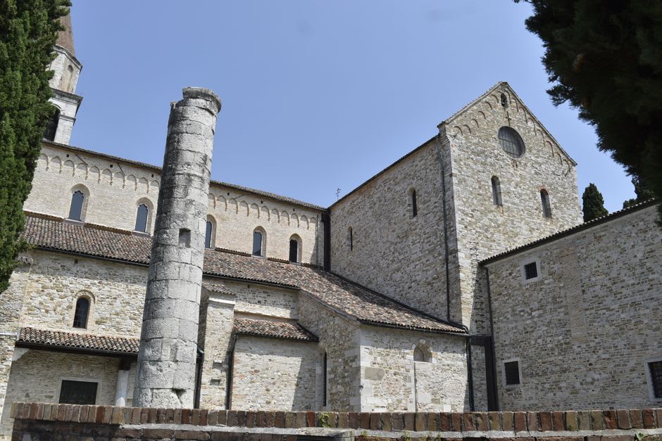 The vast Roman-era mosaic floor inside the Basilica of Aquileia