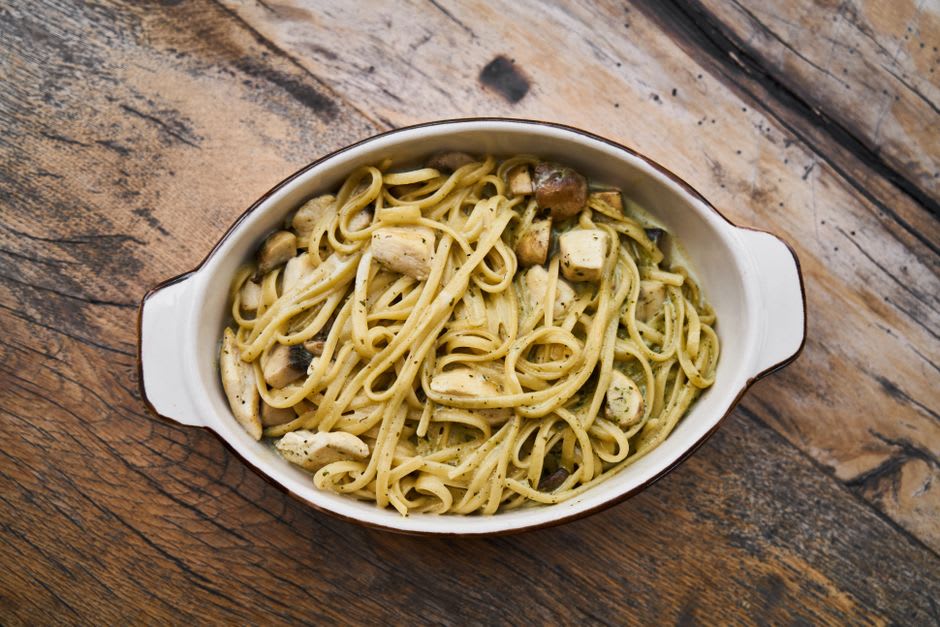 Trofie al pesto served at a small trattoria near La Spezia's old town