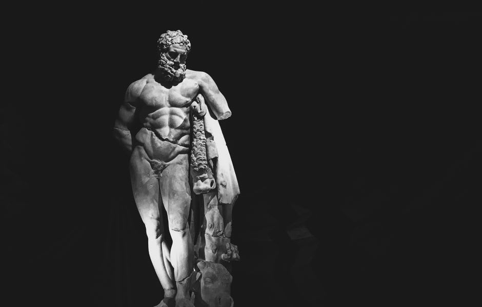 One of the Riace Bronzes, a classical Greek warrior statue, displayed in the Reggio Calabria museum