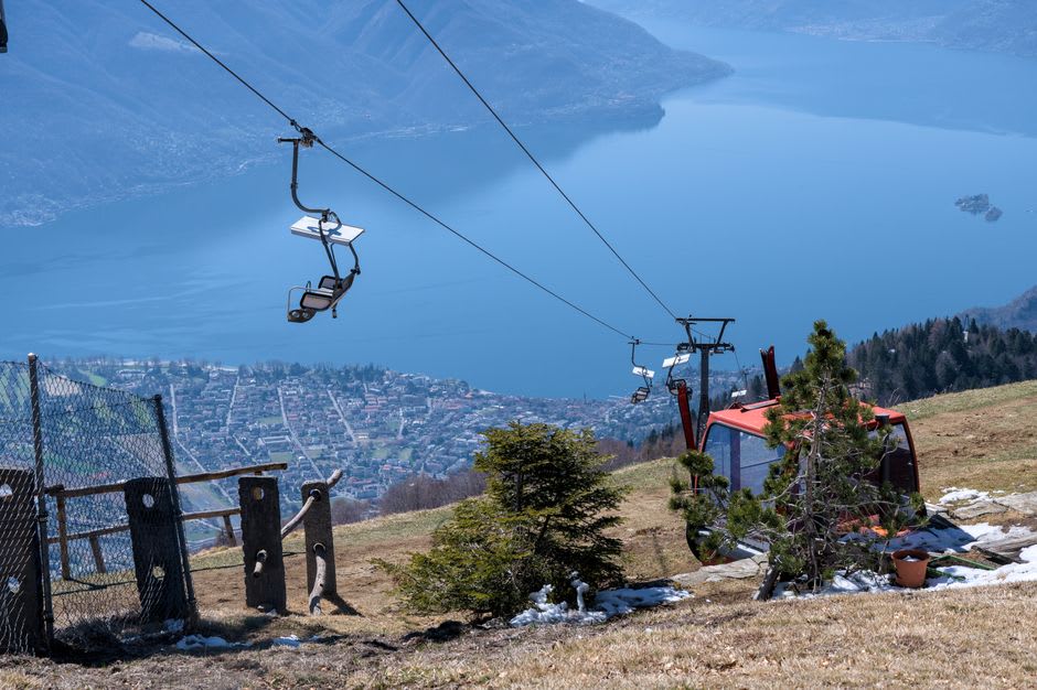 The panoramic view of Lake Maggiore from the summit of Mottarone