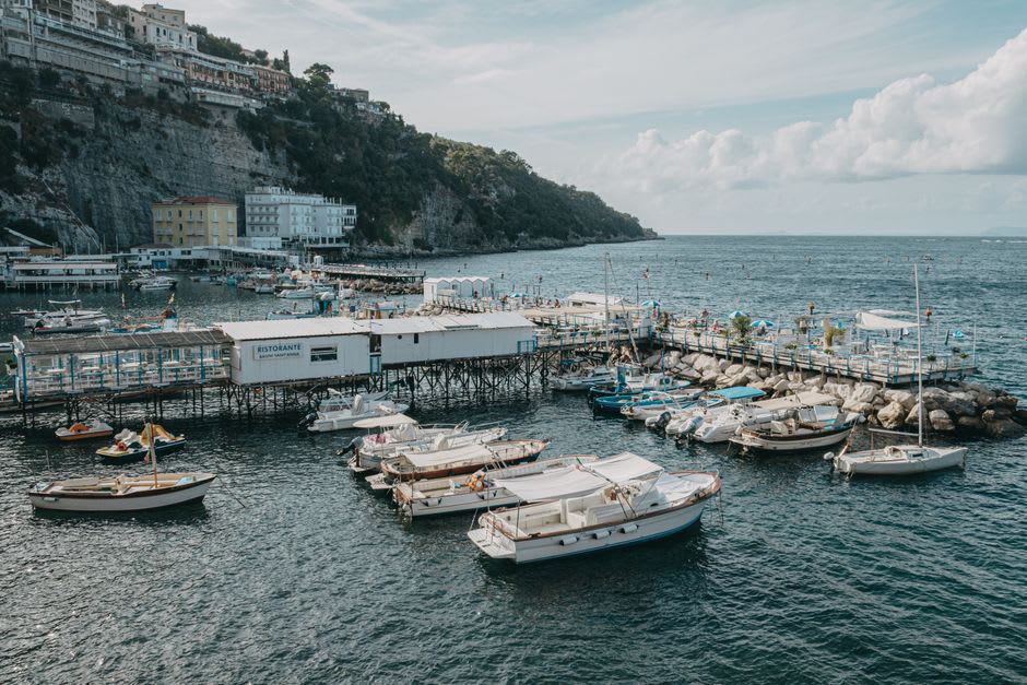 Marina Grande's colorful fishing boats pulled up on the shingle beach below Sorrento