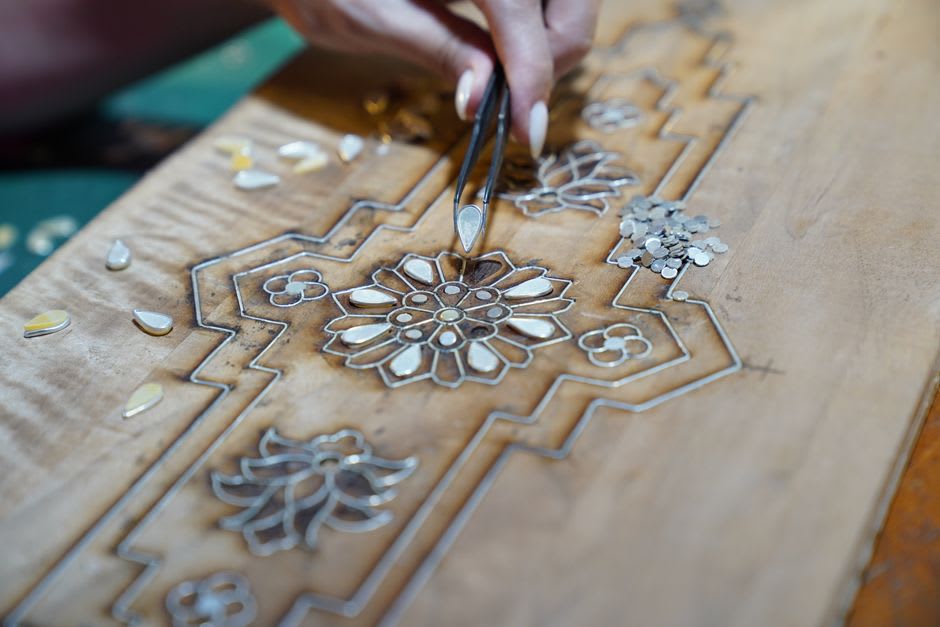 The intricate wood-inlay studiolo inside Urbino's Palazzo Ducale