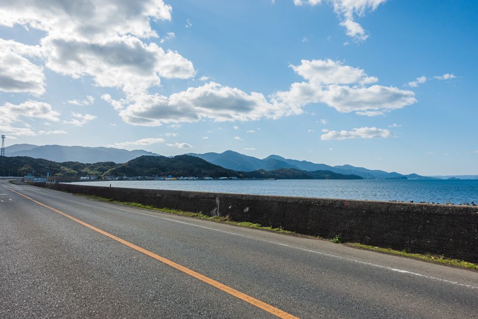 Dark basalt columnar cliffs plunging into the sea at Keya no Oto near Itoshima