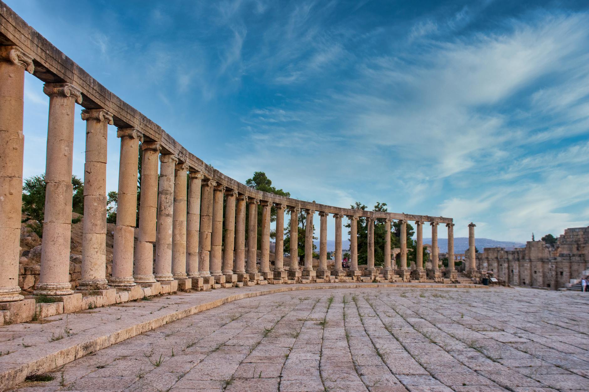 The colonnaded street and temple ruins of ancient Jerash