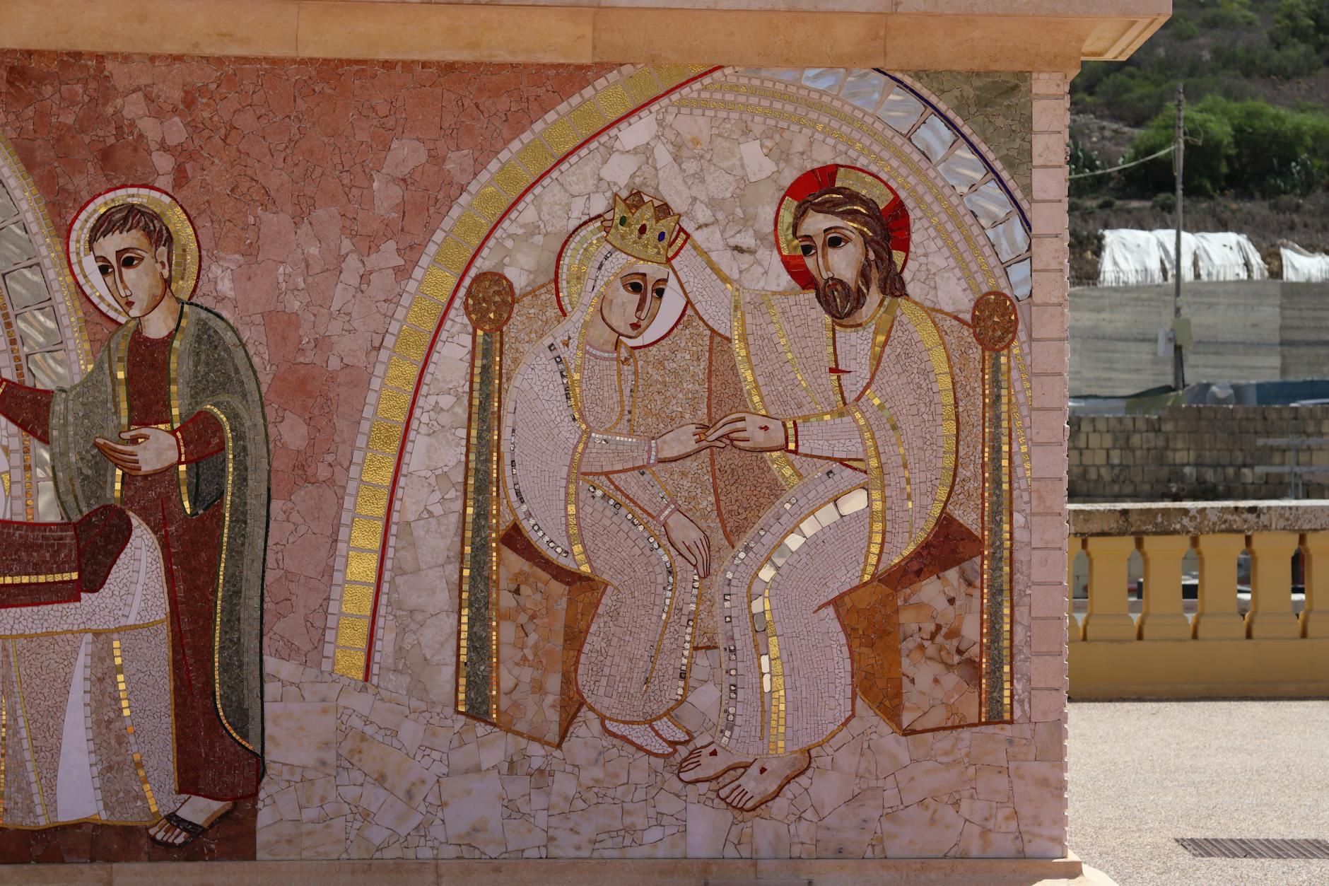 Detailed Byzantine mosaic patterns from the churches of Madaba