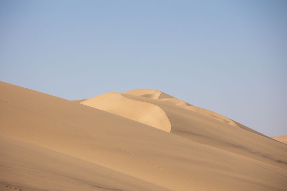 White dune ridge at Witsand rising sharply from the surrounding red Kalahari sand