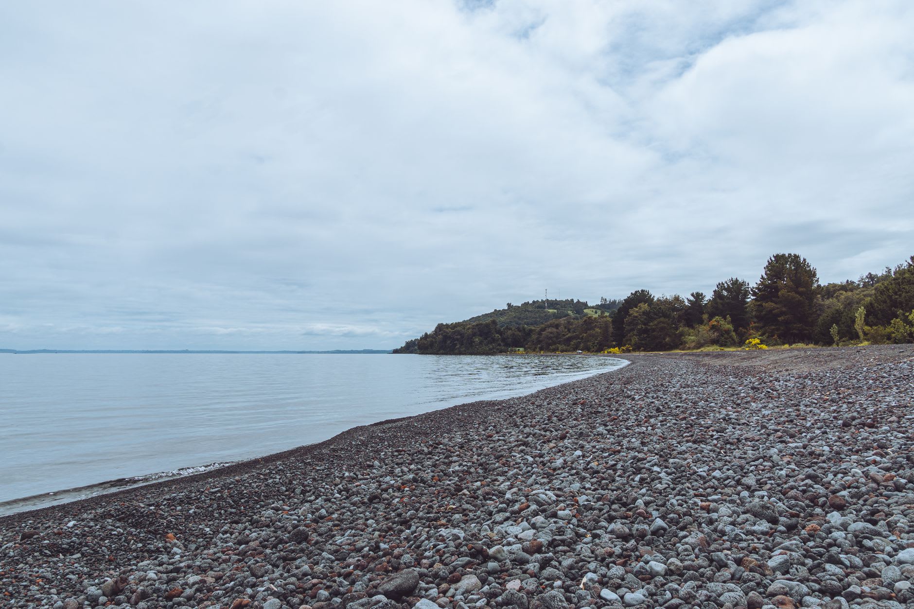 The Seno de Reloncaví at dusk from Puerto Montt, a large ferry heading south toward the Chiloé archipelago