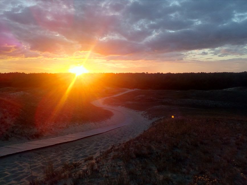 View from Parnidis Dune over the Curonian Lagoon at sunset