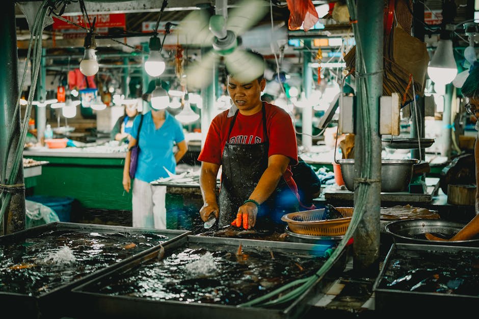 Fresh seafood grilled at the waterfront night market in Kota Kinabalu