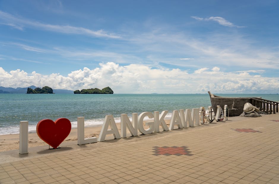 Golden sunset over the Andaman Sea from Langkawi beach