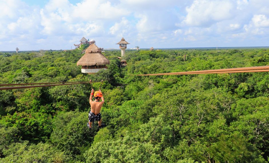 View from the top of the Ek Balam Acropolis over the Yucatan jungle canopy