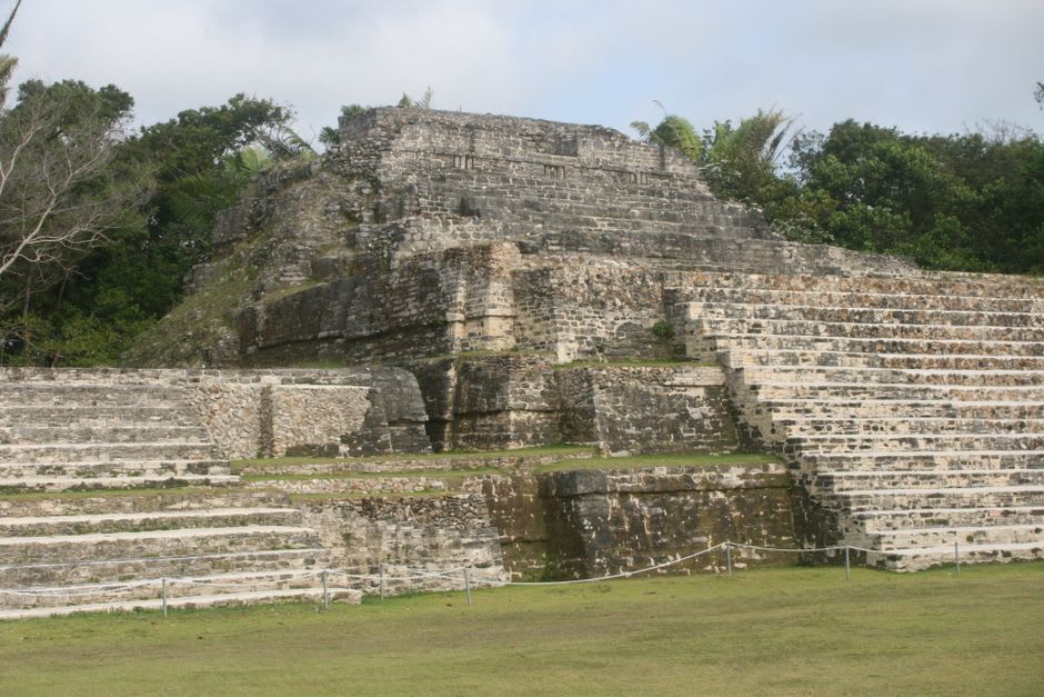 Terracotta brick structures of Comalcalco Maya ruins in Tabasco, Mexico