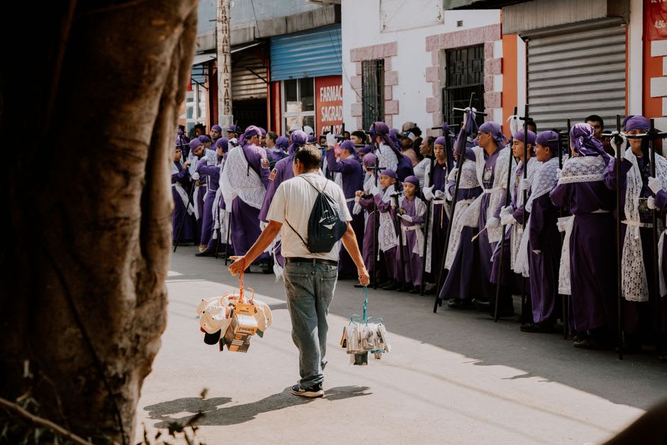 Crowd gathered on the slopes of Cerro de la Estrella during the Iztapalapa Passion Play, thousands of spectators filling the hillside