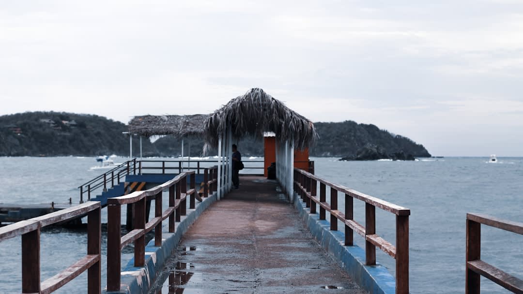 Wooden stilt houses rising above the Palizada riverbank, painted in faded colonial colors