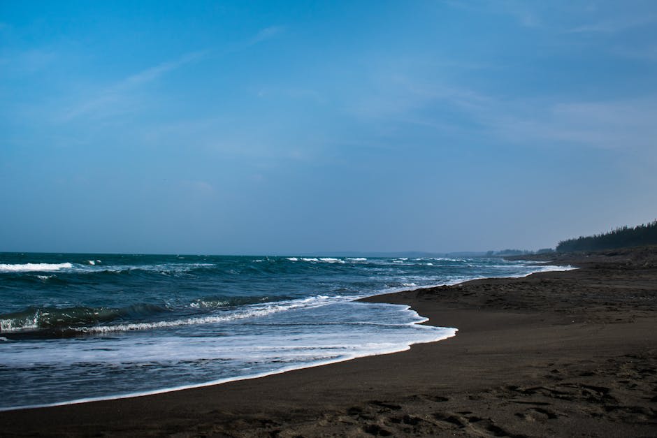Pacific beach and waves at a Mexican surf town