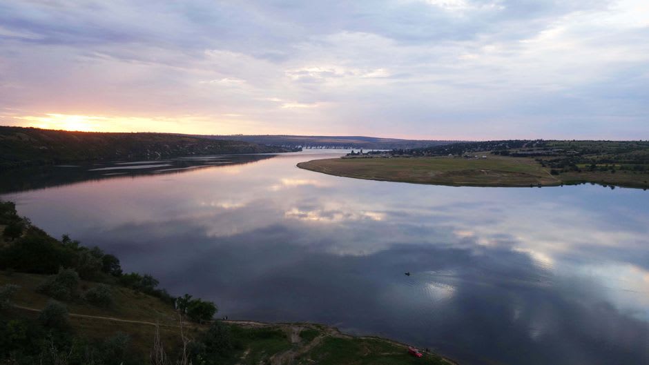 The Dniester River seen from the fortress walls at golden hour