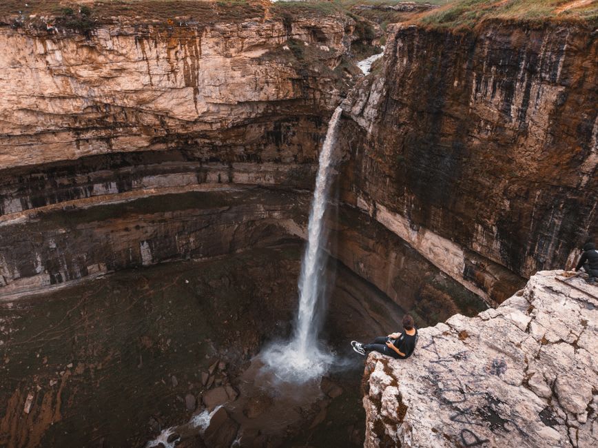 The Rausor waterfalls tumbling into the Tipova gorge near the monastery