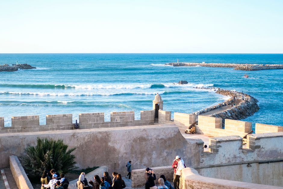 La Kasbah de los Oudaías con vistas al océano Atlántico en Rabat, Marruecos