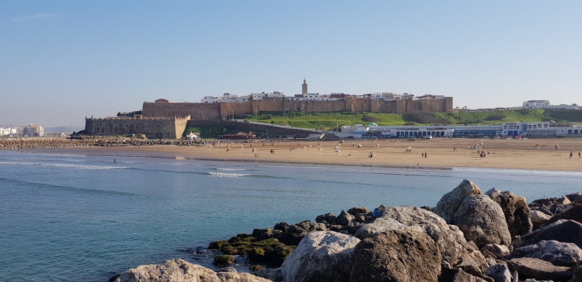 The whitewashed Kasbah of Tangier overlooking the Strait of Gibraltar