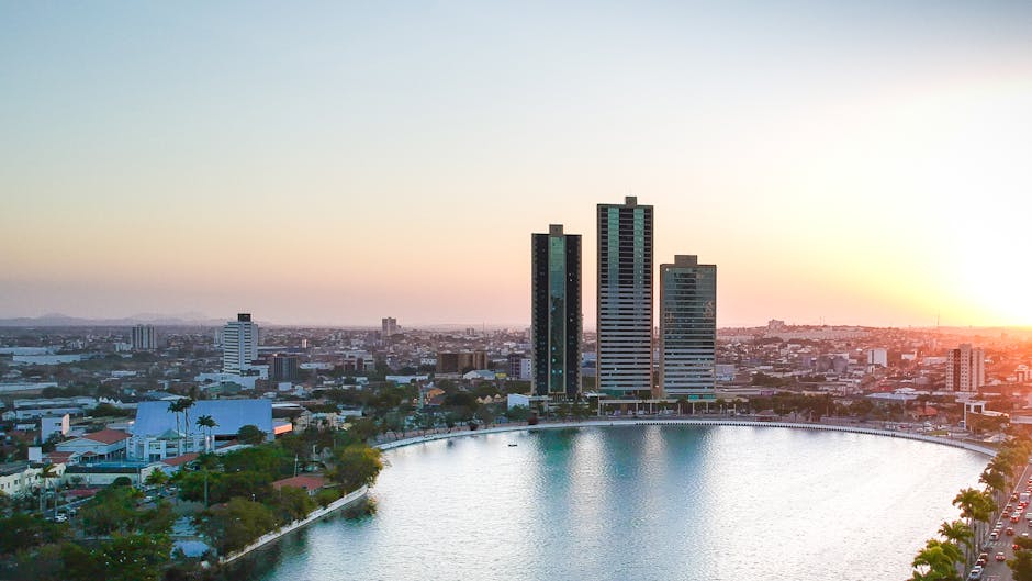 Managua lakeside boardwalk and urban landscape