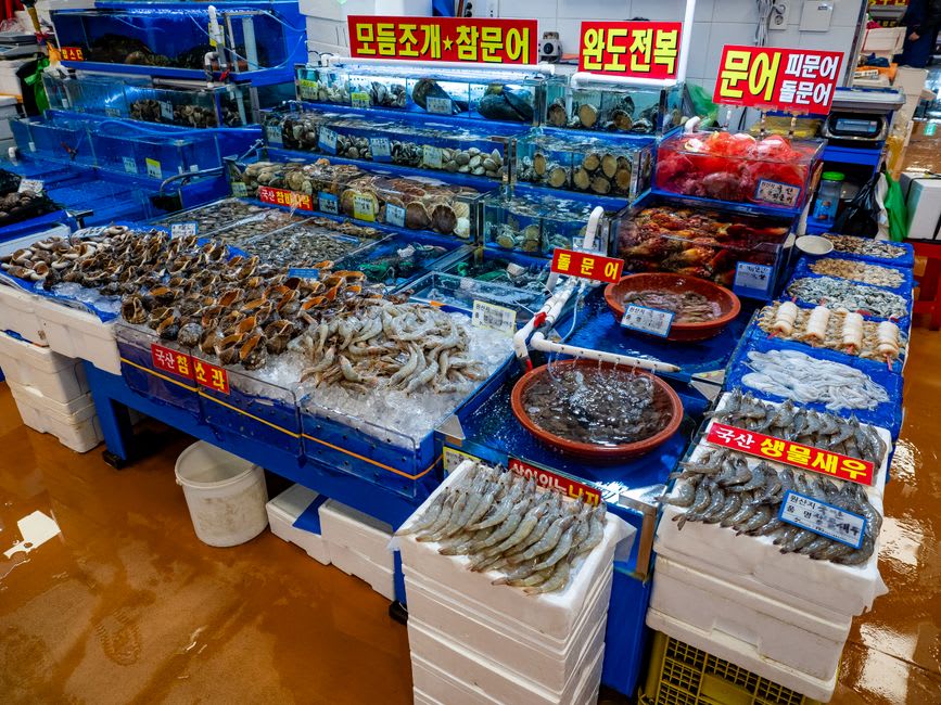 Chinese-run market stalls in Rason with traders selling goods along a narrow street