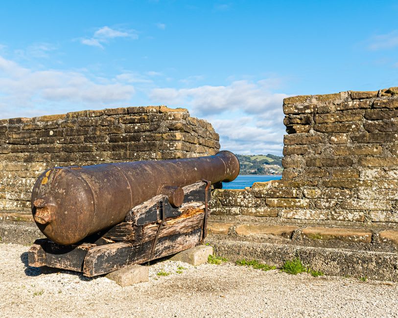 Fort Culion's coral-stone ramparts overlooking the harbor town below