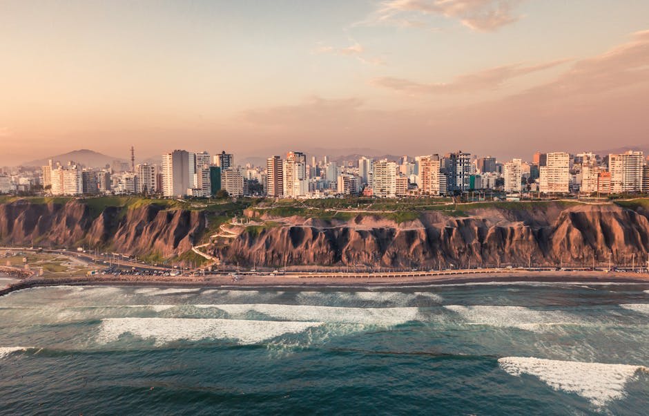 Pacific sunset viewed from Lima's Miraflores coastline