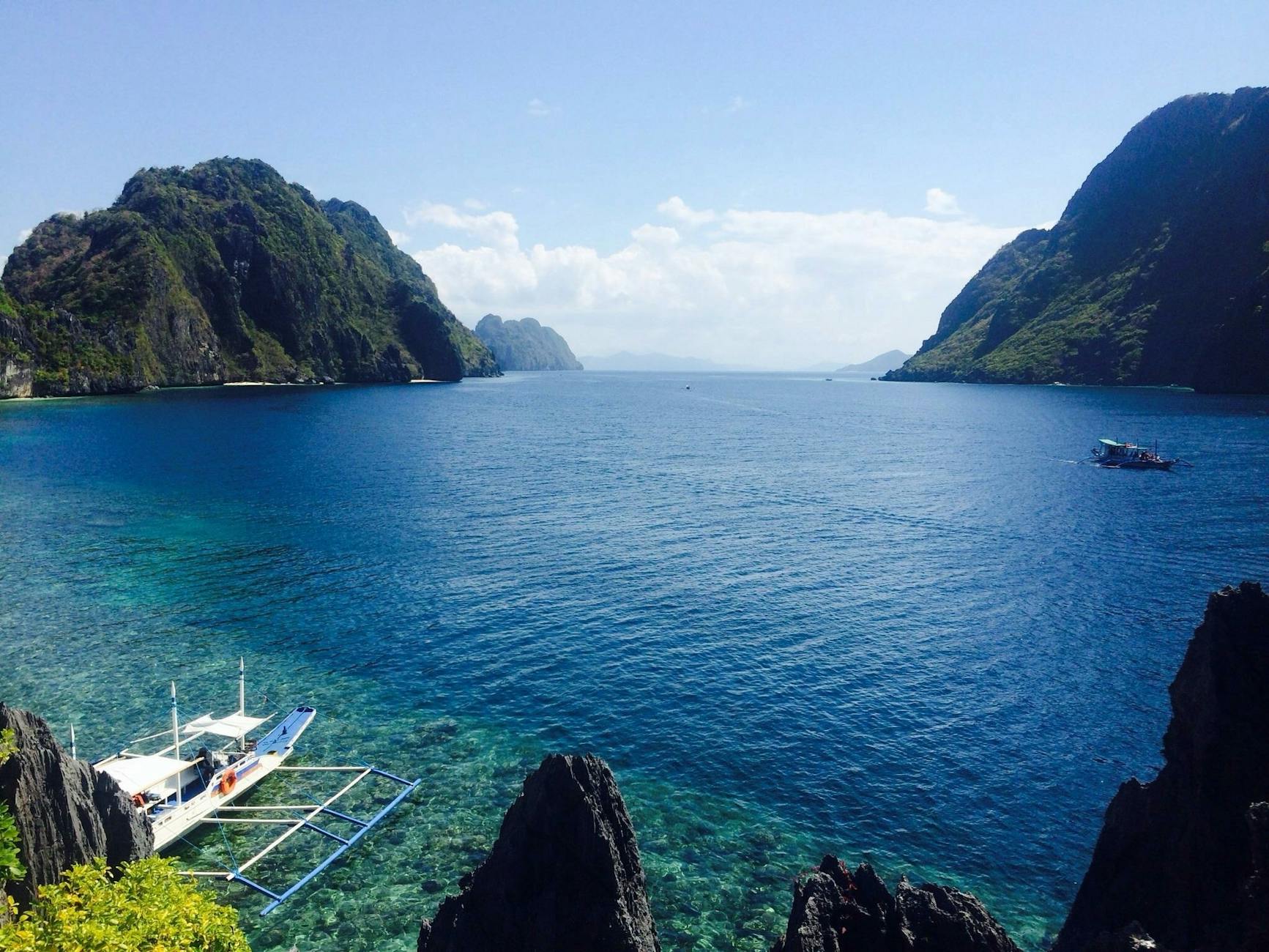 Limestone karst islands and lagoons seen from above in Palawan's archipelago