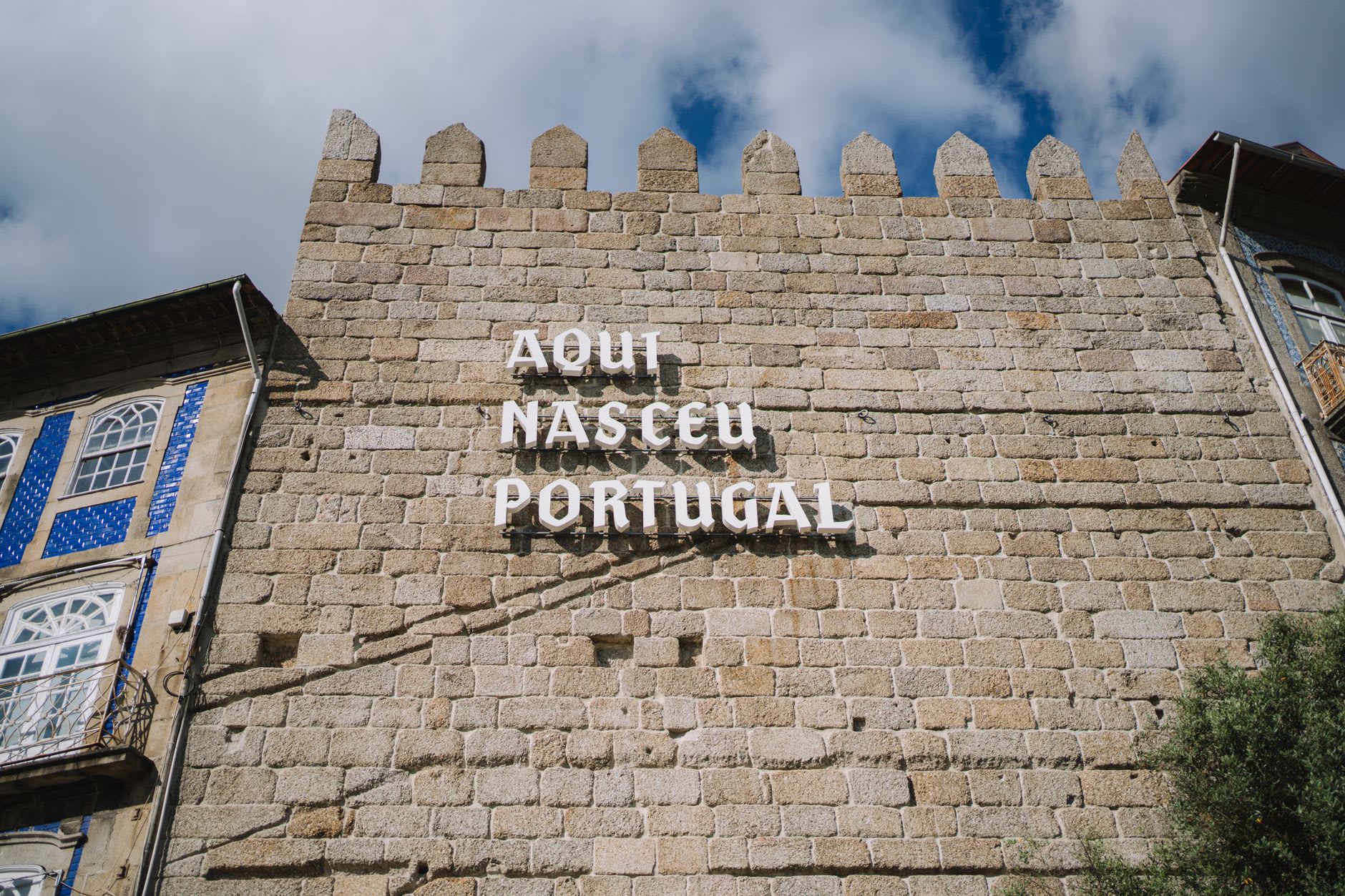 Castle of Guimarães battlements and stone keep, the founding fortress of Portugal