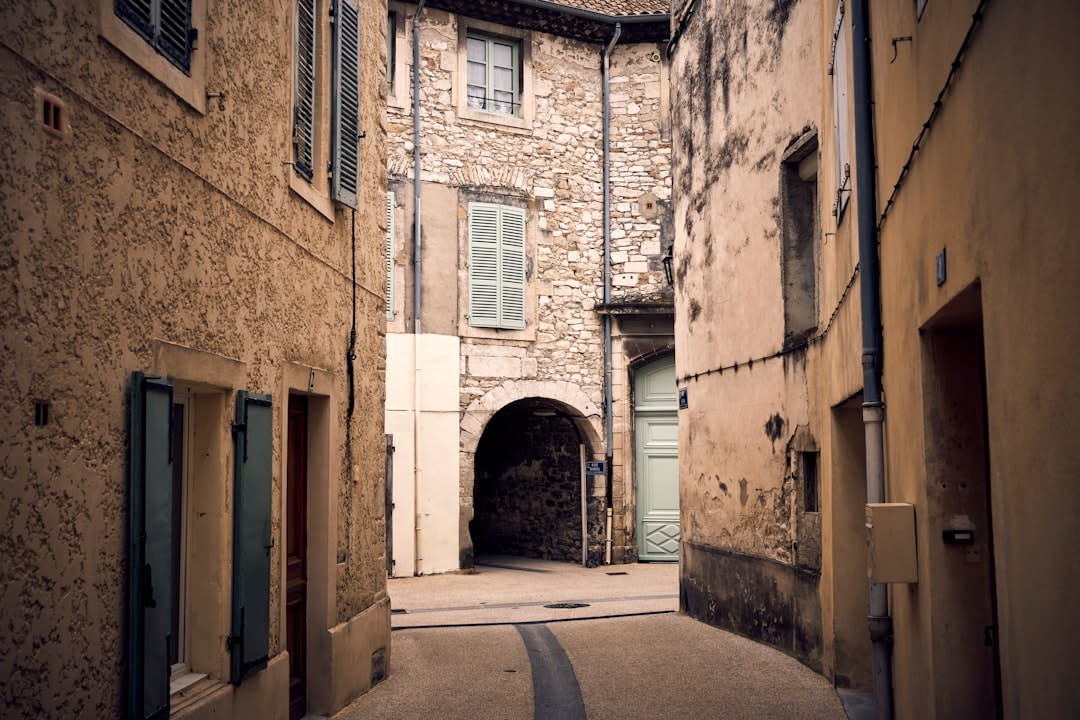 Creole houses with carved wooden trim lining a quiet street in Hell-Bourg village