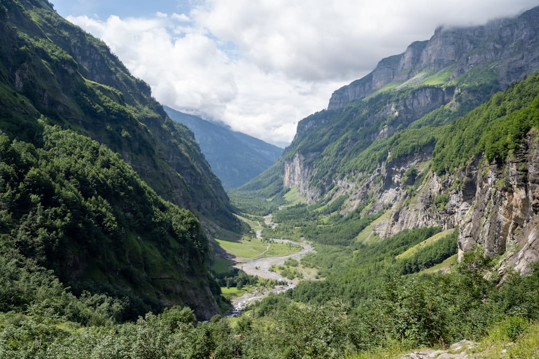 View from the Grand Bassin cable car gliding above the deep green cirque