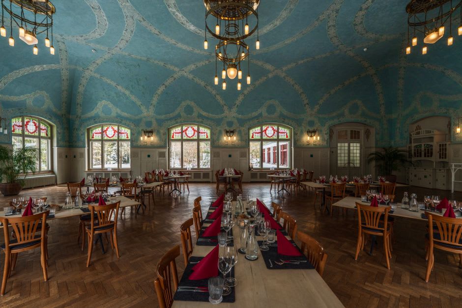 Art Nouveau furnishings in one of Queen Marie's restored rooms at Bran Castle