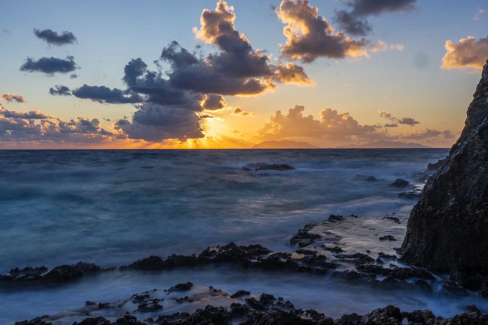 Volcanic basalt lava columns and formations at Black Rocks on Saint Kitts' Atlantic coast