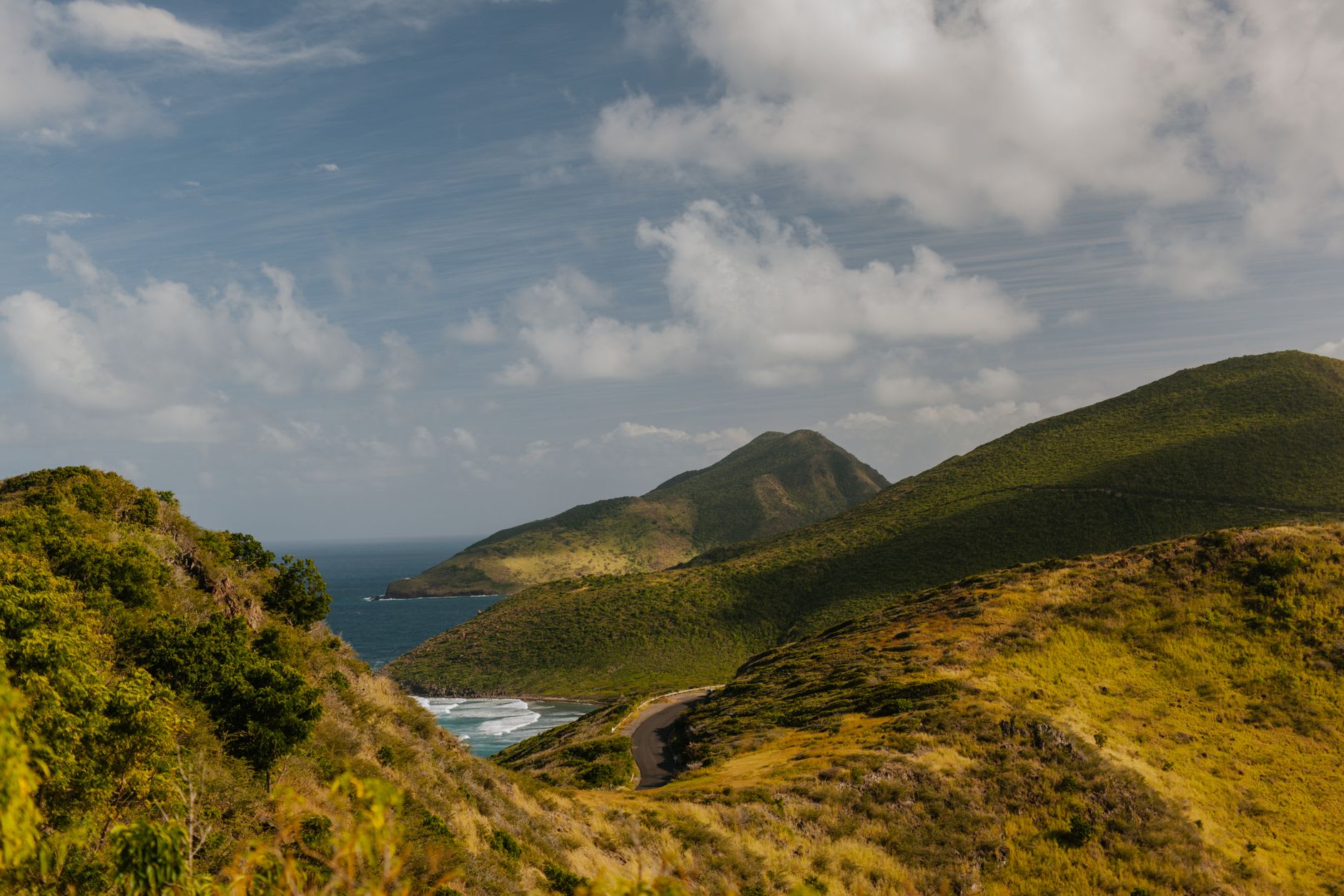 Calm turquoise water and white sand at South Friars Bay on Saint Kitts' Southeast Peninsula