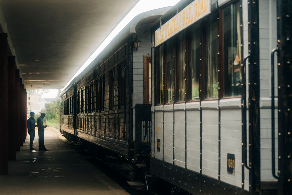 The old colonial-era railway station building in Thiès, Senegal