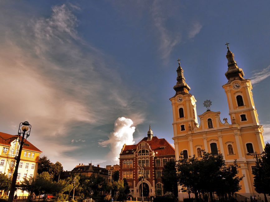 The twin-towered Orthodox Cathedral of St. Nicholas overlooking the main square of Sremski Karlovci
