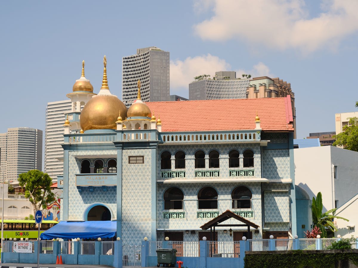 The vibrant street art and colourful shopfronts along Haji Lane in Kampong Glam