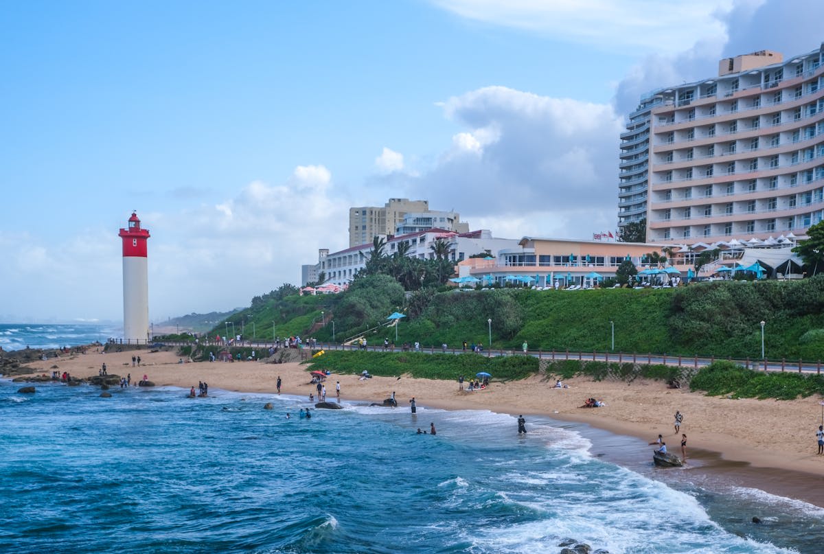 Durban's Golden Mile beachfront stretching along the Indian Ocean