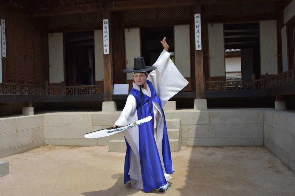 Traditional Korean performance masks displayed in a row