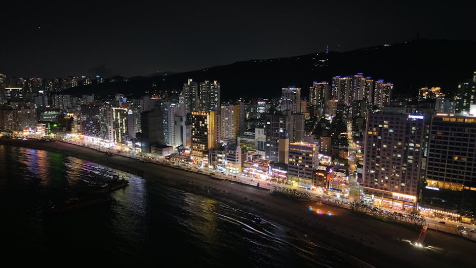 Busan's coastal landscape at golden hour