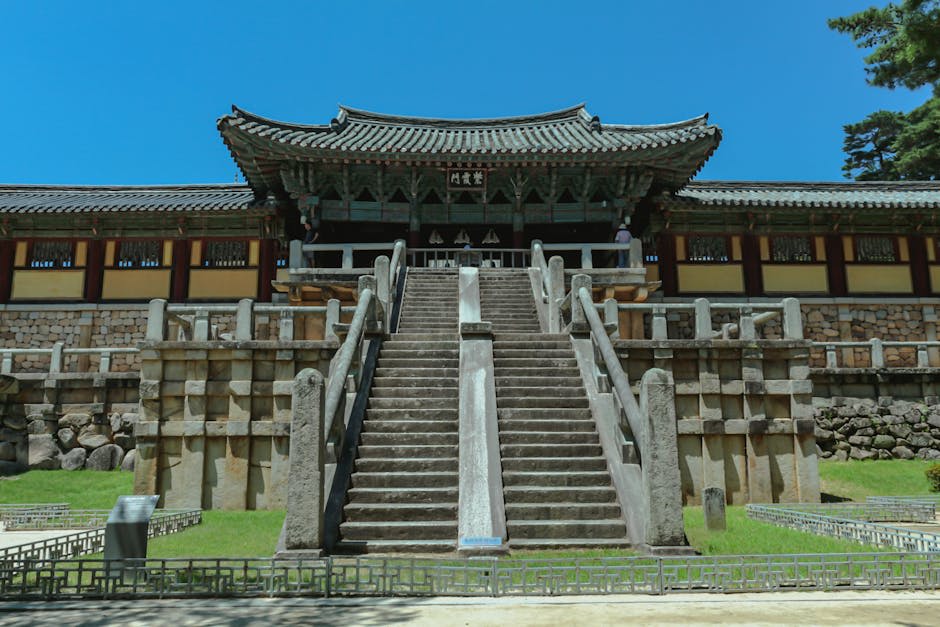 Royal burial mounds of Gyeongju in evening light