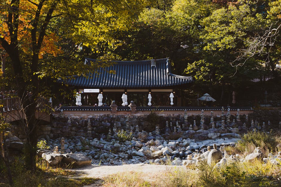 Buddhist temple architecture in the mountains near Gyeongju