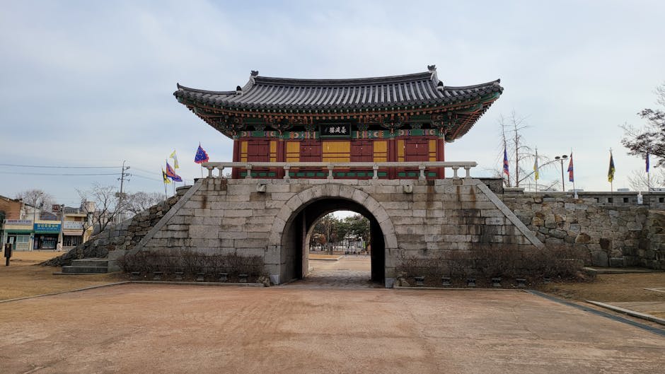 Colourful Incheon Chinatown with red lanterns and traditional gates