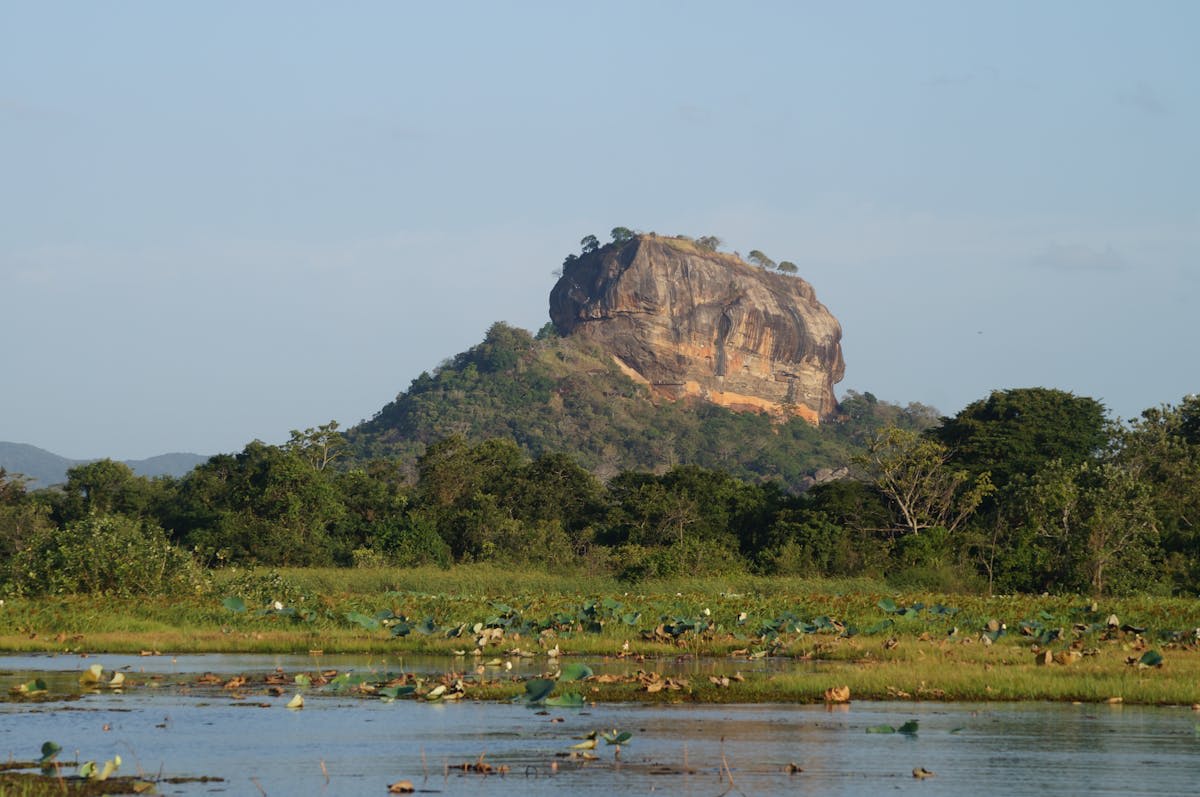 Panoramic view of Sigiriya rock from the summit of Pidurangala