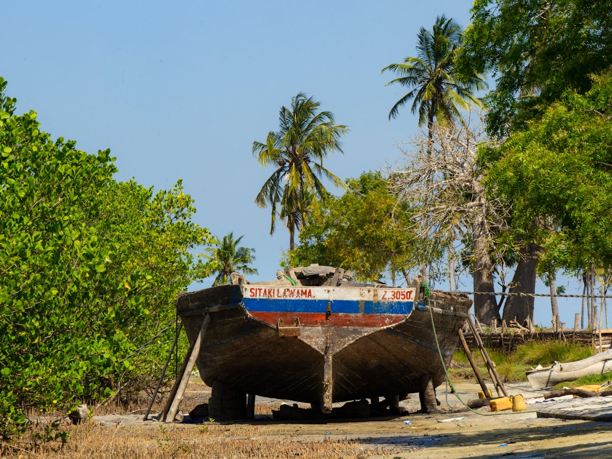 Crystal-clear water and coral reefs surrounding Mafia Island
