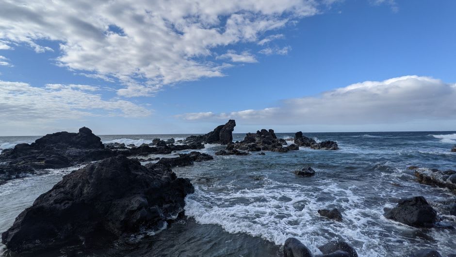 Volcanic coastal rock shelf near Houma village stretching along Tongatapu's southern shore