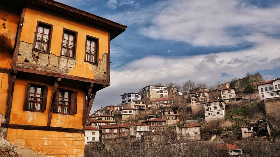 The timber-framed Ottoman houses and cobbled streets of Cumalıkızık village near Bursa